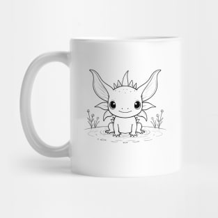Cute Baby Axolotl Animal Outline Mug